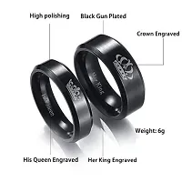 University Trendz 2PCS Black Titanium & Stainless Steel Couple Ring for Men & Women Wedding, Anniversary, Engagement(Please Select Pair Size from Style Option)(Black)-thumb1