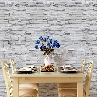 Univocean 3D Grey White Brick Stone Background Wallpaper PVC Waterproof HD Wall Paper (500 X 45 cm)-thumb2