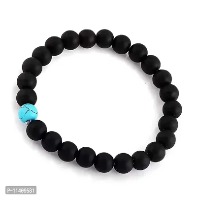 University Trendz Natural Stone Beads His Her Couple & Combo Charm Bracelet for Men and Women (Blue-Black)-thumb5