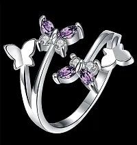 Vendsy Copper Silver Plated Butterfly Adjustable Ring for Women and Girls-thumb1