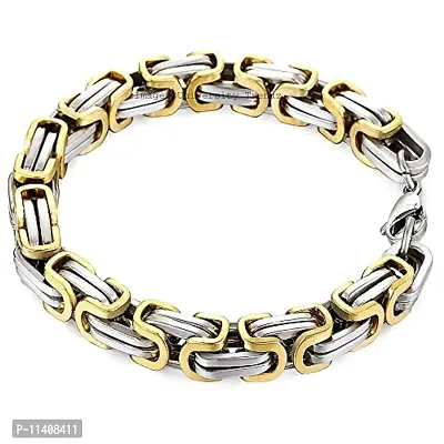 University Trendz Silver & Gold Plated Stainless Steel Bracelet For Men & Boys (Gold)