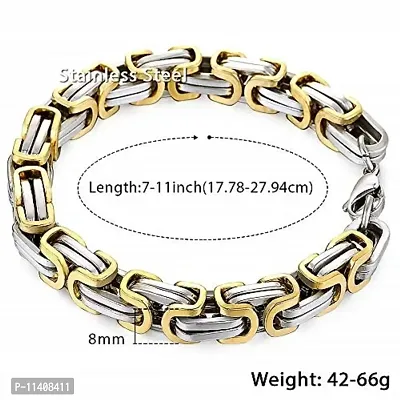 University Trendz Silver & Gold Plated Stainless Steel Bracelet For Men & Boys (Gold)-thumb4