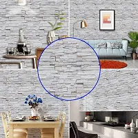 Univocean 3D Grey White Brick Stone Background Wallpaper PVC Waterproof HD Wall Paper (500 X 45 cm)-thumb1
