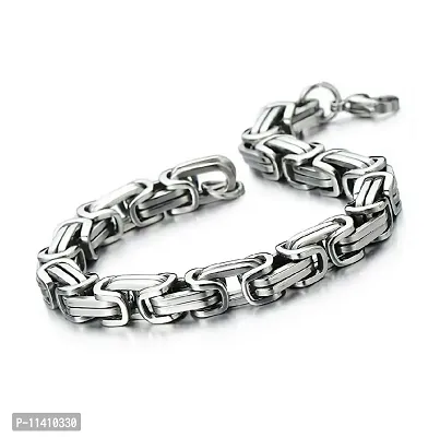 University Trendz Stainless Steel Silver Plated Braid Link Fashionable Bracelet for Boys and Mens