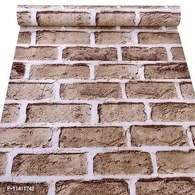 Univocean Textured Retro Brick Pattern Reusable Wallpaper Peel and Stick Waterproof HD Wall Paper (500 X 45 cm)-thumb0