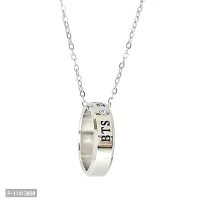 University Trendz BTS Kpop Stainless Steel Ring Pendant Necklace with Chain for Men & Women