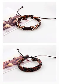 University Trendz Leather Bracelet for Boys and Men (Brown, 6 Pieces)-thumb4