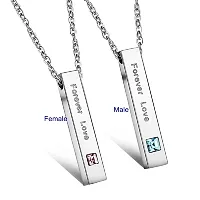 University Trendz Stainless Steel Forever Love 2 Pcs Couple Pendant/Necklace for Couples, Men, Women and Lovers (Silver)-thumb1