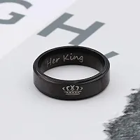 University Trendz 2PCS Black Titanium & Stainless Steel Couple Ring for Men & Women Wedding, Anniversary, Engagement(Please Select Pair Size from Style Option)(Black)-thumb4