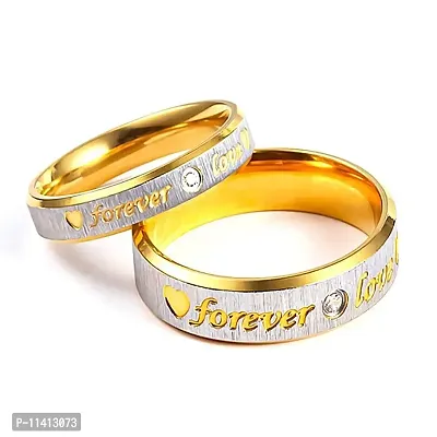 University Trendz Love You Forever Engraved Promise Ring for Couples/Men/Women (Silver, Copper, Adjustable)-thumb0