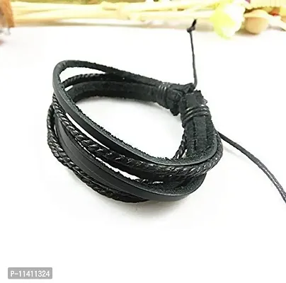 University Trendz Leather Multistrand Bracelet for Men-thumb3