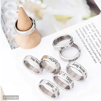 University Trendz Stainless Steel K-POP BTS Signature Printing Rings for Boys and Girls-thumb2