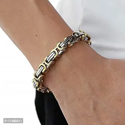 University Trendz Silver & Gold Plated Stainless Steel Bracelet For Men & Boys (Gold)-thumb5