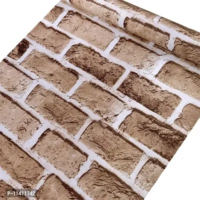 Univocean Textured Retro Brick Pattern Reusable Wallpaper Peel and Stick Waterproof HD Wall Paper (500 X 45 cm)-thumb2
