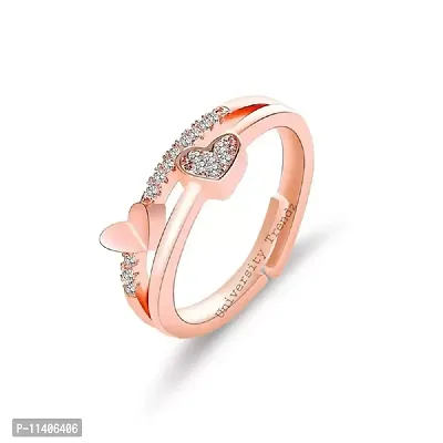 University Trendz Rose Gold and Austrian Crystal Proposal Ring for Women & Girls (Rose Gold)