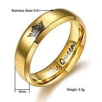 University Trendz 2PCS Her King His Queen Black and Gold Titanium Stainless Steel Couple Rings for Wedding, Anniversary, Engagement, Promise Ring for Men and Women-thumb4