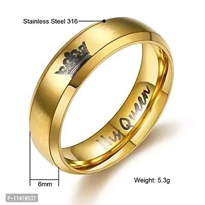 University Trendz 2PCS Her King His Queen Black and Gold Titanium Stainless Steel Couple Rings for Wedding, Anniversary, Engagement, Promise Ring for Men and Women-thumb5