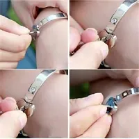 University Trendz Stainless Steel Heart Lock and Key Bracelet Pendant Set for Couples Men Women and Valentine (Silver)-thumb3