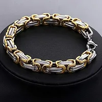 University Trendz Silver & Gold Plated Stainless Steel Bracelet For Men & Boys (Gold)-thumb2