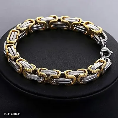 University Trendz Silver & Gold Plated Stainless Steel Bracelet For Men & Boys (Gold)-thumb3