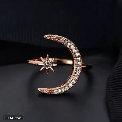 Vendsy Copper Silver Plated Crescent Star Moon Adjustable Ring for Women and Girls-thumb5