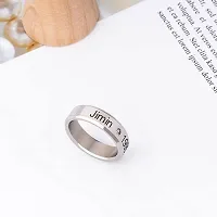 University Trendz BTS Bangtan Stainless Steel Ring - Kpop Jimin Name & DOB Ring for Men (Silver)-thumb2