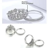 University Trendz Silver Plated 2 PCs Crown Queen Princess Ring with Velvet Red Rose Box-thumb4