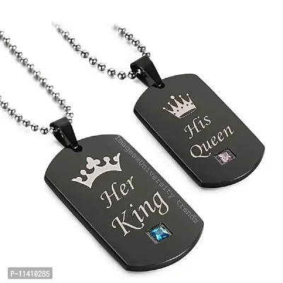 University Trendz His Queen and Her King Dual Couple Pendant/Locket for Boys, Girls and Lovers