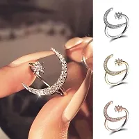 Vendsy Copper Silver Plated Crescent Star Moon Adjustable Ring for Women and Girls-thumb2