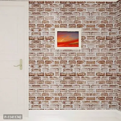 Univocean Textured Retro Brick Pattern Reusable Wallpaper Peel and Stick Waterproof HD Wall Paper (500 X 45 cm)-thumb4