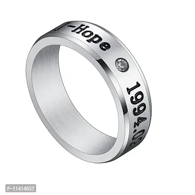 University Trendz BTS Bangtan Stainless Steel Ring - Kpop J Hope Name & DOB Ring for Men (Silver)