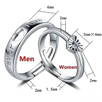 University Trendz Forever Love Engraved Silver Plated Adjustable Couple Rings for Lovers (Pack of 2)-thumb3