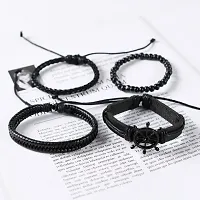 University Trendz 4PCs/Set Braided Wrap Leather Bracelets for Men Women Vintage Wooden Beads Ethnic Tribal Wristbands Bracelet-thumb3