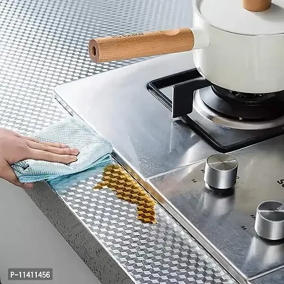 Univocean Kitchen Aluminium Foil Stickers, Backsplash Self Adhesive Kitchen Wallpaper for Cabinet, Drawers and Shelves (200 X 40 cm)-thumb3