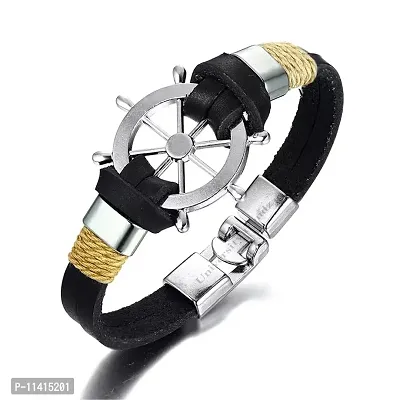 University Trendz Engraved Rudder Leather Wrap Bracelet for Men/Boys
