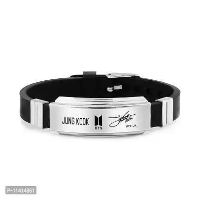 University Trendz BTS Jung Kook Signature Combo - Jung Kook Stainless Steel Ring with Jung Kook Signature Bracelet (Pack of 2)-thumb2