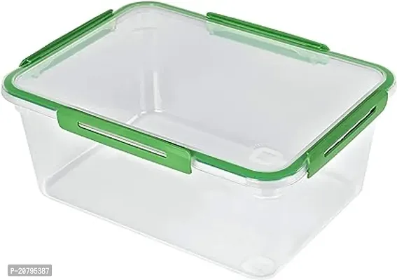 Large Food Storage Container with Lid, Plastic BPA-Free, Transparent/Green, Pack of 1