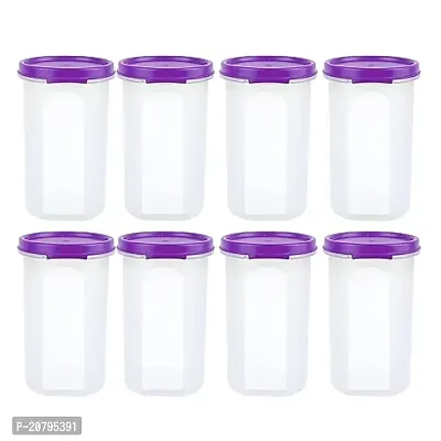 Smart Slim Storage 585 ML (Set of 8) Air-Tight and Leak Resistant Plastic Round Modular Container - For Juice, Snacks, Spices, Dry Fruits- Stackable, BPA Free, Food Grade Pack of 8