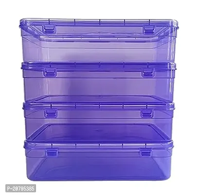 Purple Coloured Plastic Large Storage Boxes Size 11.5x7.5x2.75 inches (Set of 4, Rectangular) Pack of 4