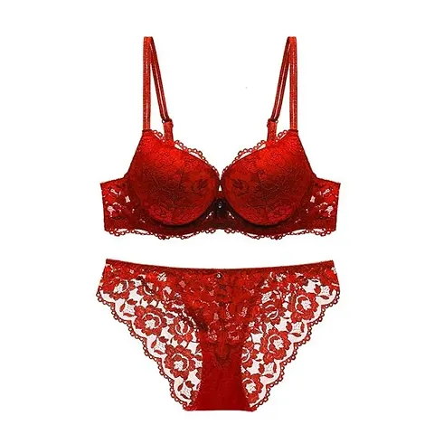 Elegant Super Net Solid Bra With Panty Set For Women