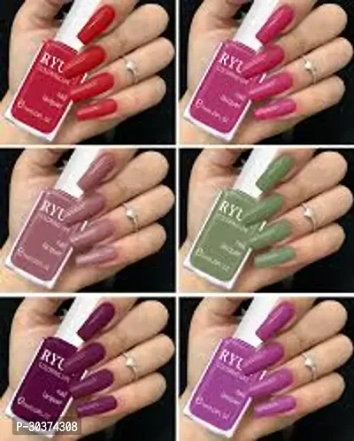 Long Stay High Glossy Matte Finish Nail paint set pack of six-thumb0