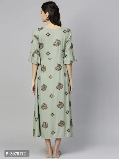 Women's Rayon Mint Green Printed Kurti-thumb2