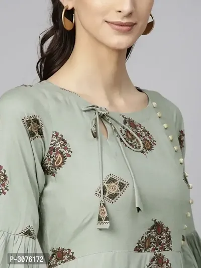 Women's Rayon Mint Green Printed Kurti-thumb3