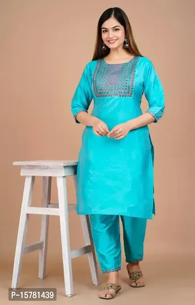 Fancy Silk Blend Kurta Set For Women