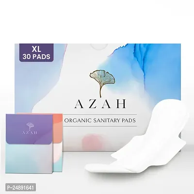 Azah Cotton Sanitary Pads - Rashfree Women Pads With Disposal Bags (Box of 30)-thumb0