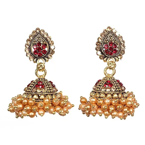 Sizzling Gold Pearls Jhumka Earrings