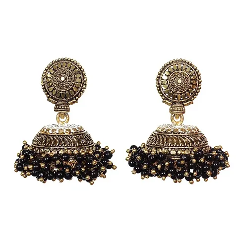 Colorful Gold Pearls Jhumka Earrings