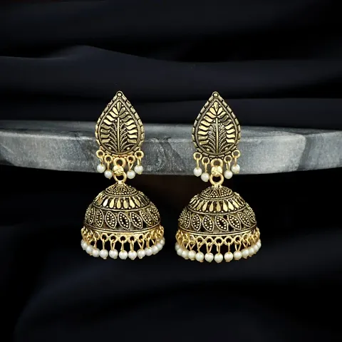 Antique Gold Jhumkas Earrings for Girls