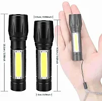 Rechargeable Tactical Flashlight Zoomable 3 Modes USB Charging Torch Built-in Battery with USB Cable Storage Box Outdoor Waterproof Torch (Black : Rechargeable)-thumb2