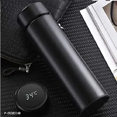 Bottle with Temperature Display - Stainless Steel Hot  Cold Thermos Vacuum Flask PACK OF 1 BLACK